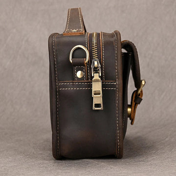 Xajzpa   Small Men's Handbag Unisex Vintage Crazy Horse Leather Messenger Bags Women Travel Shoulder Crossbody Bags Sling Bag Tote